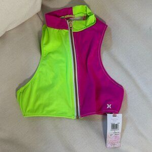 LoveShackFancy x Hurley Neon Surf Set – Zip Crop Vest & Board Skirt – NWT